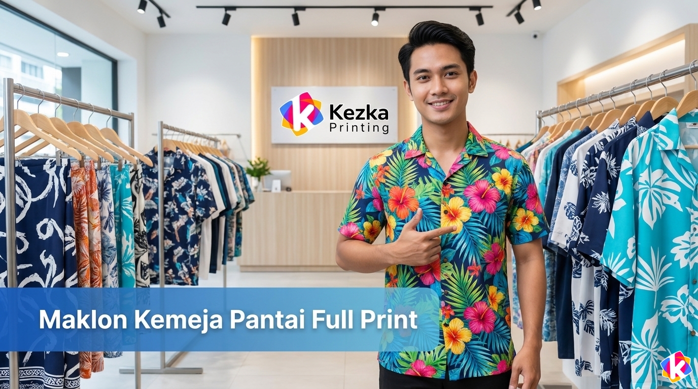 Maklon Kemeja Pantai Full Print
